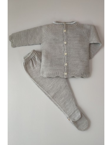 CONJUNTO JUBÓN Y POLAINA NIÑO, GRIS ITALIANO/CELESTE. INVIERNO 21.