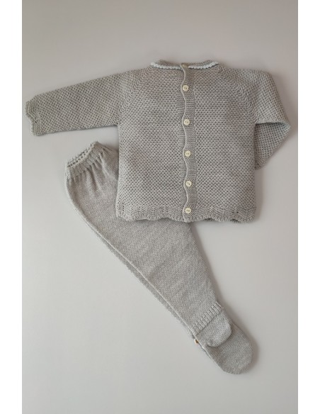 CONJUNTO JUBÓN Y POLAINA NIÑO, GRIS ITALIANO/CELESTE. INVIERNO 21.