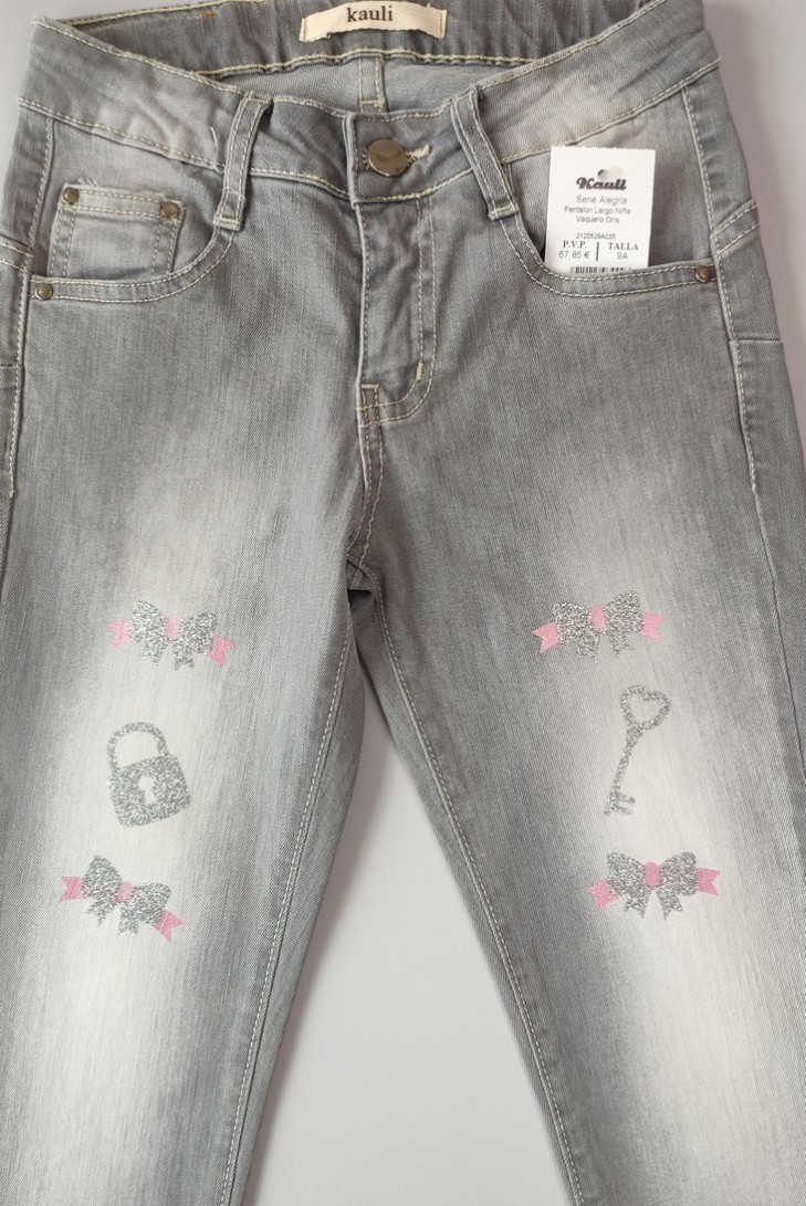 PANTALÓN NIÑA VAQUERO GRIS, ALEGRÍA. INVIERNO 21.