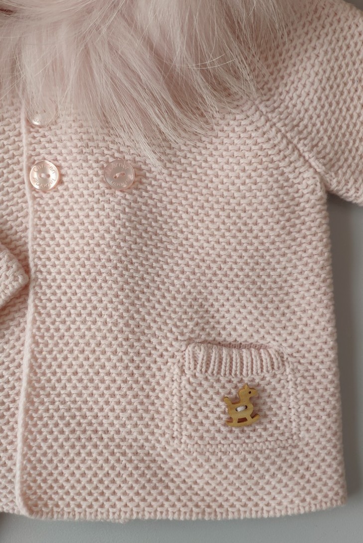 PARKA UNISEX CON CAPUCHA DE PELO NATURAL, ROSA SOFT.INVIERNO 21.