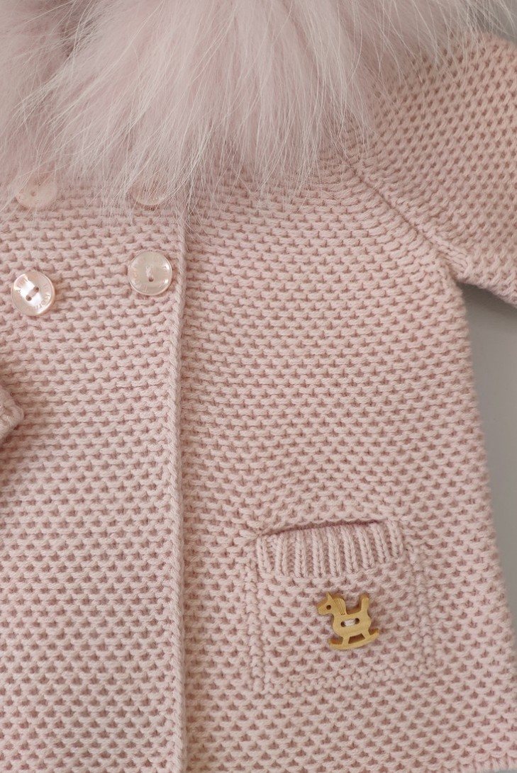 PARKA UNISEX CON CAPUCHA DE PELO NATURAL, ROSA2 .INVIERNO 21.