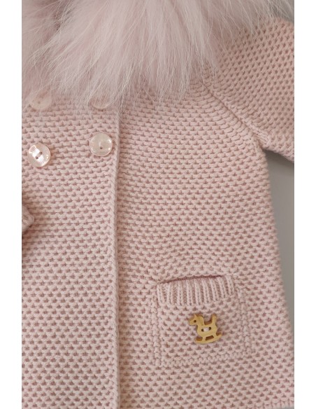 PARKA UNISEX CON CAPUCHA DE PELO NATURAL, ROSA2 .INVIERNO 21.