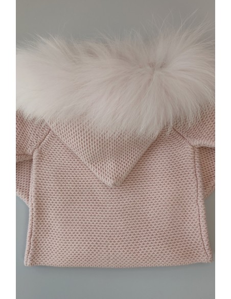 PARKA UNISEX CON CAPUCHA DE PELO NATURAL, ROSA2 .INVIERNO 21.