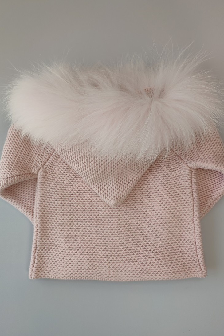 PARKA UNISEX CON CAPUCHA DE PELO NATURAL, ROSA2 .INVIERNO 21.