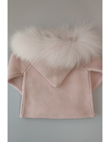 PARKA UNISEX CON CAPUCHA DE PELO NATURAL, ROSA2 .INVIERNO 21.