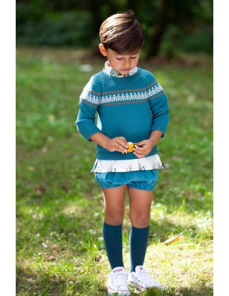 JERSEY JACQUARD PETRÓLEO, VESPA. KIDS CHOCOLATE.INVIERNO 21.