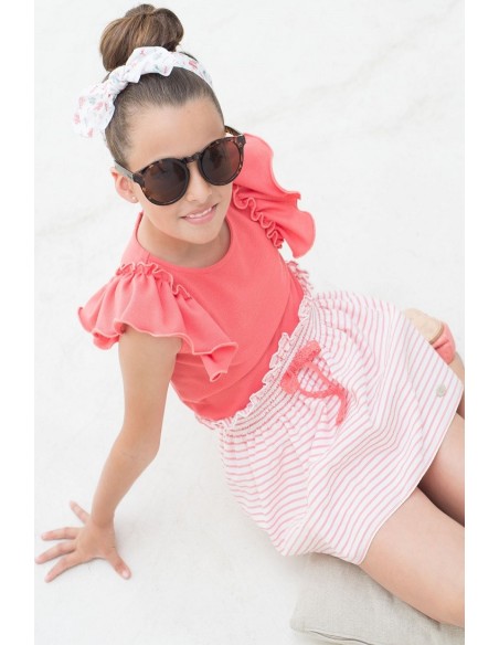 CONJUNTO NIÑA POLO SIN MANGAS Y FALDA COLECCIÓN PEACH DE EVE CHILDREN