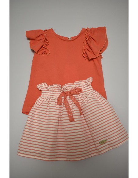 CONJUNTO NIÑA POLO SIN MANGAS Y FALDA COLECCIÓN PEACH DE EVE CHILDREN
