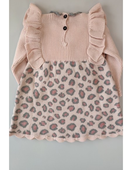 VESTIDO DE PUNTO LEOPARDO, ROSA NUDE. INVIERNO 21.