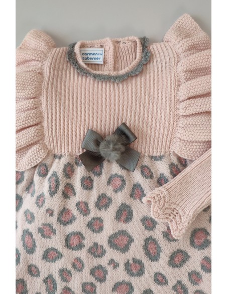 VESTIDO DE PUNTO LEOPARDO, ROSA NUDE. INVIERNO 21.