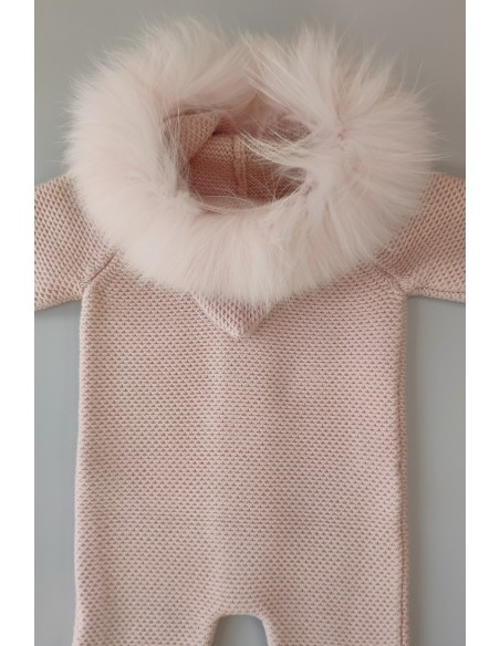 BUZO UNISEX CON CAPUCHA PELO NATURAL TEÑIDA AL TONO, ROSA 2. INVIERNO 21.
