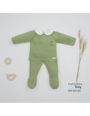 CONJUNTO PRIMERA PUESTA NIÑO "SWEET OLIVE" DE PANGASA BABY, VERDE OLIVA. VERANO 22.