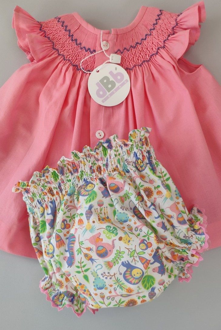 JESUSITO PUNTO SMOCK ROSA/ANIMALES. VERANO 22.