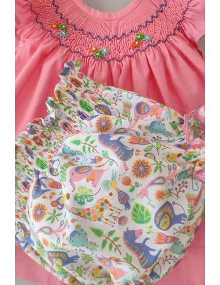 JESUSITO PUNTO SMOCK ROSA/ANIMALES. VERANO 22.