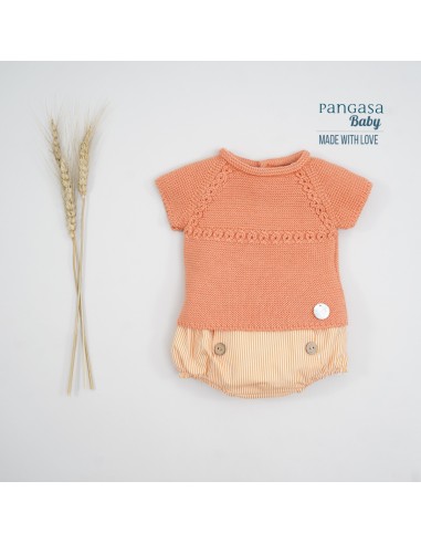 CONJUNTO NIÑO "PARIS" DE PANGASA BABY, NARANJA. VERANO 22.