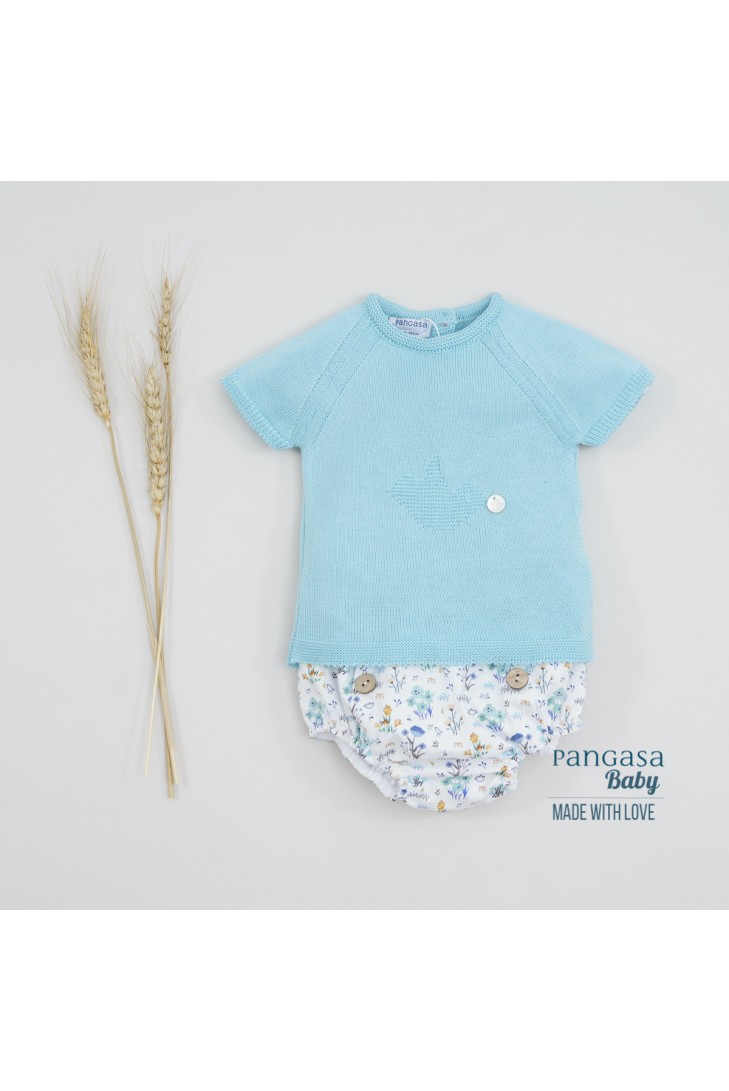 CONJUNTO NIÑO "SPRING LOVER" DE PANGASA BABY, TURQUESA. VERANO 22.