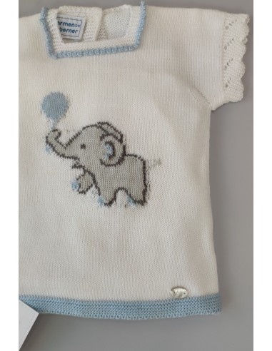 CONJUNTO NIÑO JERSEY ELEPHANT Y CUBREPAÑAL, BLANCO/CELESTE NUDE. VERANO 22.