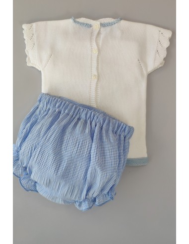CONJUNTO NIÑO JERSEY ELEPHANT Y CUBREPAÑAL, BLANCO/CELESTE NUDE. VERANO 22.