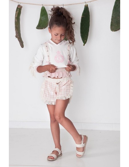 SHORT NIÑA ROSA LENTEJUELAS, BOHOCHIC. VERANO 22.
