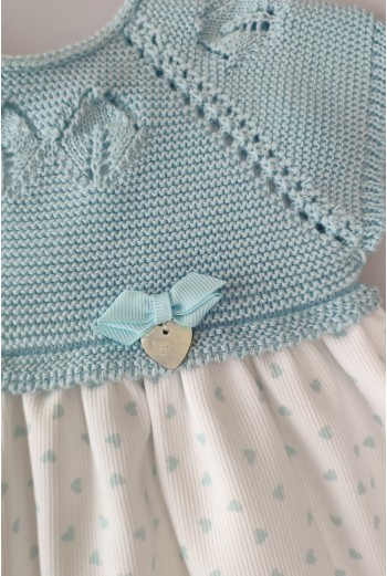 VESTIDO CON BRAGUITA "BLU HEART" DE PANGASA BABY, VERDE AGUA. VERANO 22. 2