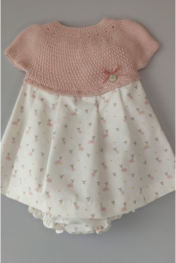 VESTIDO CON BRAGUITA "BERRY" DE PANGASA BABY, ROSA EMPOLVADO. VERANO 22.