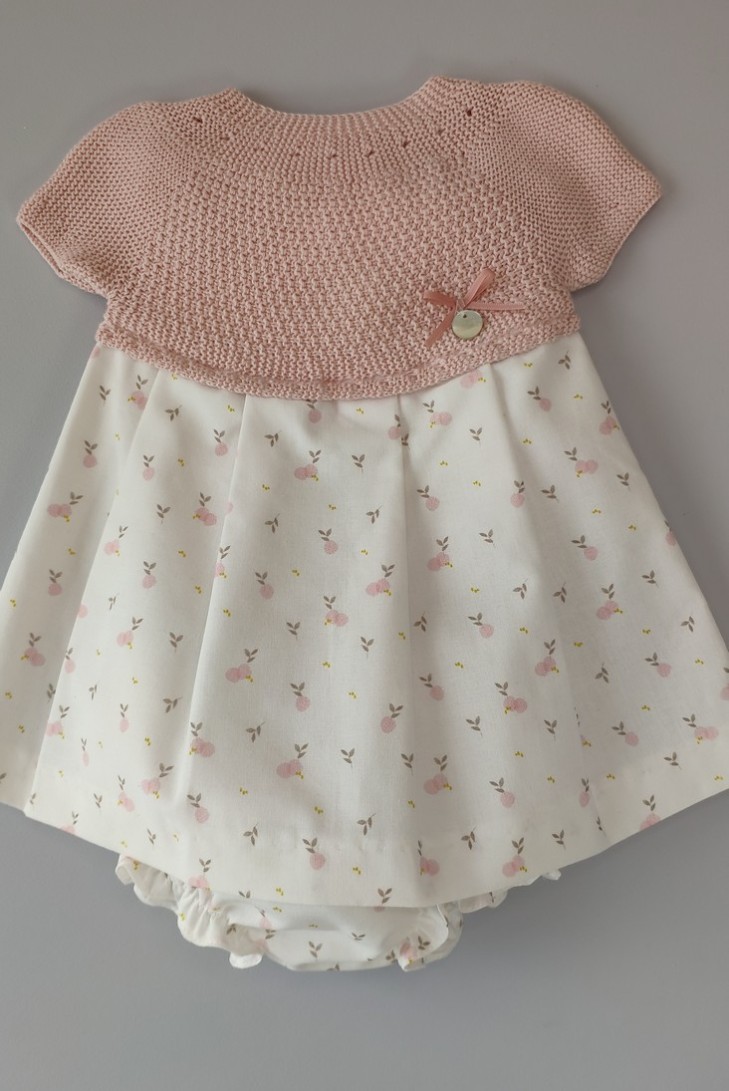 VESTIDO CON BRAGUITA "BERRY" DE PANGASA BABY, ROSA EMPOLVADO. VERANO 22.