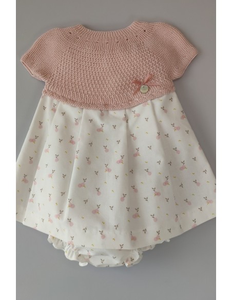 VESTIDO CON BRAGUITA "BERRY" DE PANGASA BABY, ROSA EMPOLVADO. VERANO 22.