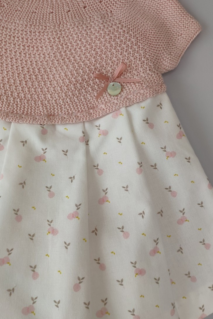 VESTIDO CON BRAGUITA "BERRY" DE PANGASA BABY, ROSA EMPOLVADO. VERANO 22.