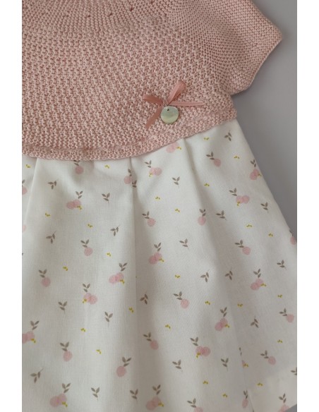 VESTIDO CON BRAGUITA "BERRY" DE PANGASA BABY, ROSA EMPOLVADO. VERANO 22.