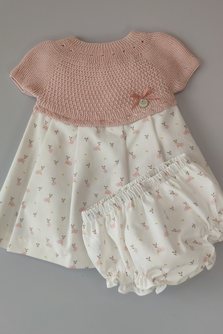 VESTIDO CON BRAGUITA "BERRY" DE PANGASA BABY, ROSA EMPOLVADO. VERANO 22.