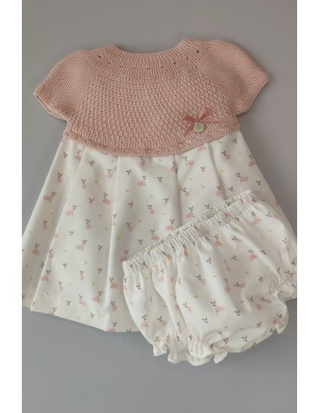 VESTIDO CON BRAGUITA "BERRY" DE PANGASA BABY, ROSA EMPOLVADO. VERANO 22.