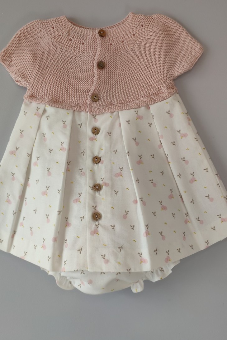 VESTIDO CON BRAGUITA "BERRY" DE PANGASA BABY, ROSA EMPOLVADO. VERANO 22.