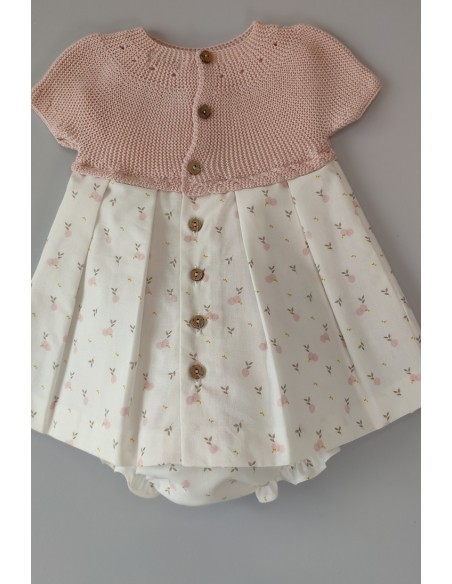 VESTIDO CON BRAGUITA "BERRY" DE PANGASA BABY, ROSA EMPOLVADO. VERANO 22.