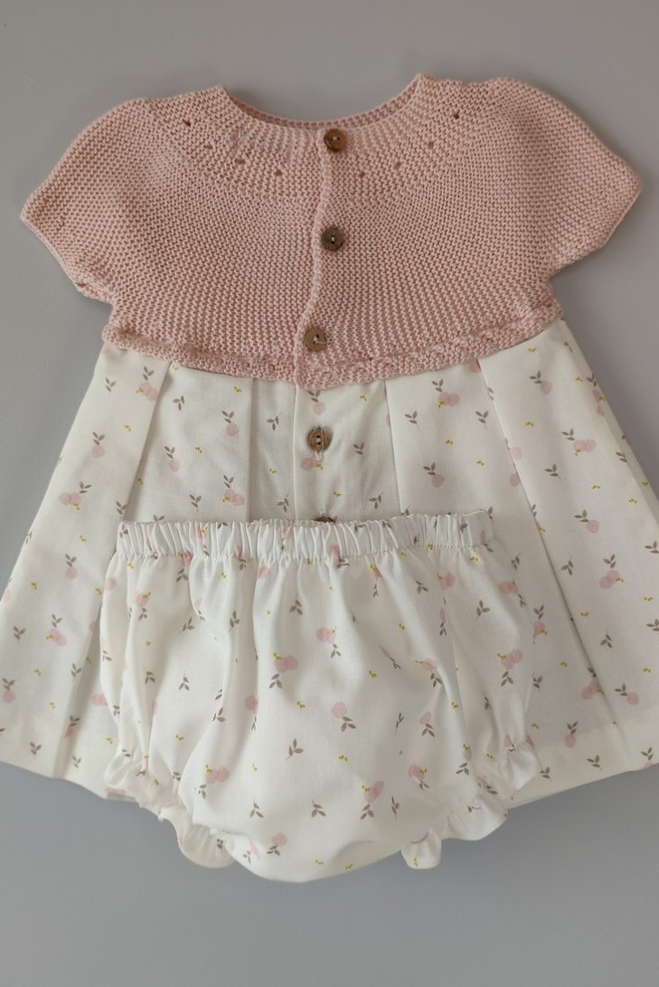 VESTIDO CON BRAGUITA "BERRY" DE PANGASA BABY, ROSA EMPOLVADO. VERANO 22.