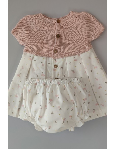 VESTIDO CON BRAGUITA "BERRY" DE PANGASA BABY, ROSA EMPOLVADO. VERANO 22.