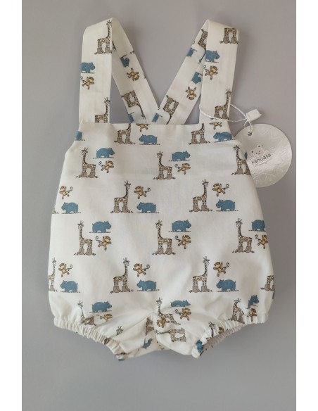 PETO UNISEX TELA "LITTLE JUNGLE" DE PANGASA BABY, CELESTE EMPOLVADO.VERANO 22.