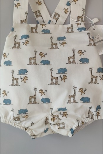 PETO UNISEX TELA "LITTLE JUNGLE" DE PANGASA BABY, CELESTE EMPOLVADO.VERANO 22. 2