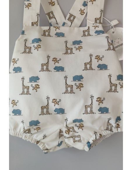 PETO UNISEX TELA "LITTLE JUNGLE" DE PANGASA BABY, CELESTE EMPOLVADO.VERANO 22.
