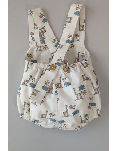PETO UNISEX TELA "LITTLE JUNGLE" DE PANGASA BABY, CELESTE EMPOLVADO.VERANO 22.
