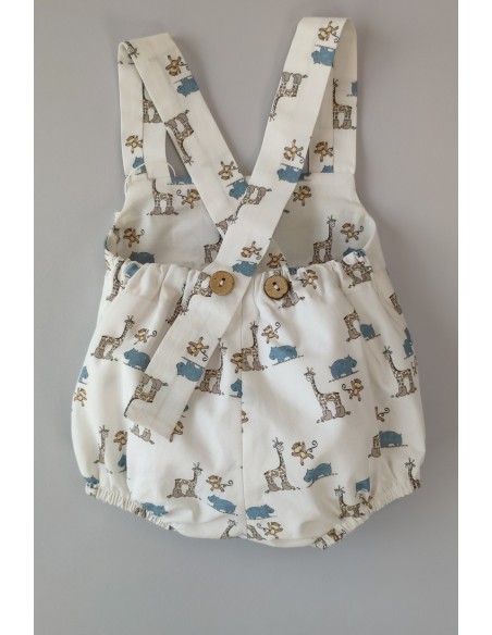 PETO UNISEX TELA "LITTLE JUNGLE" DE PANGASA BABY, CELESTE EMPOLVADO.VERANO 22.