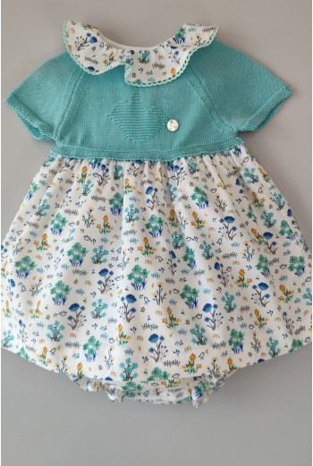 VESTIDO CON BRAGUITA "SPRING LOVER" DE PANGASA BABY, TURQUESA. VERANO 22.