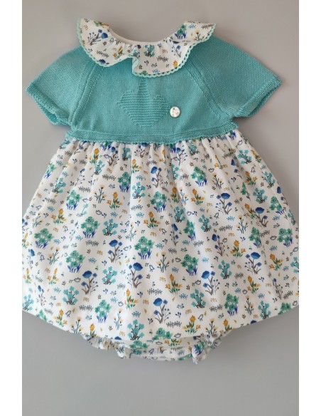 VESTIDO CON BRAGUITA "SPRING LOVER" DE PANGASA BABY, TURQUESA. VERANO 22.