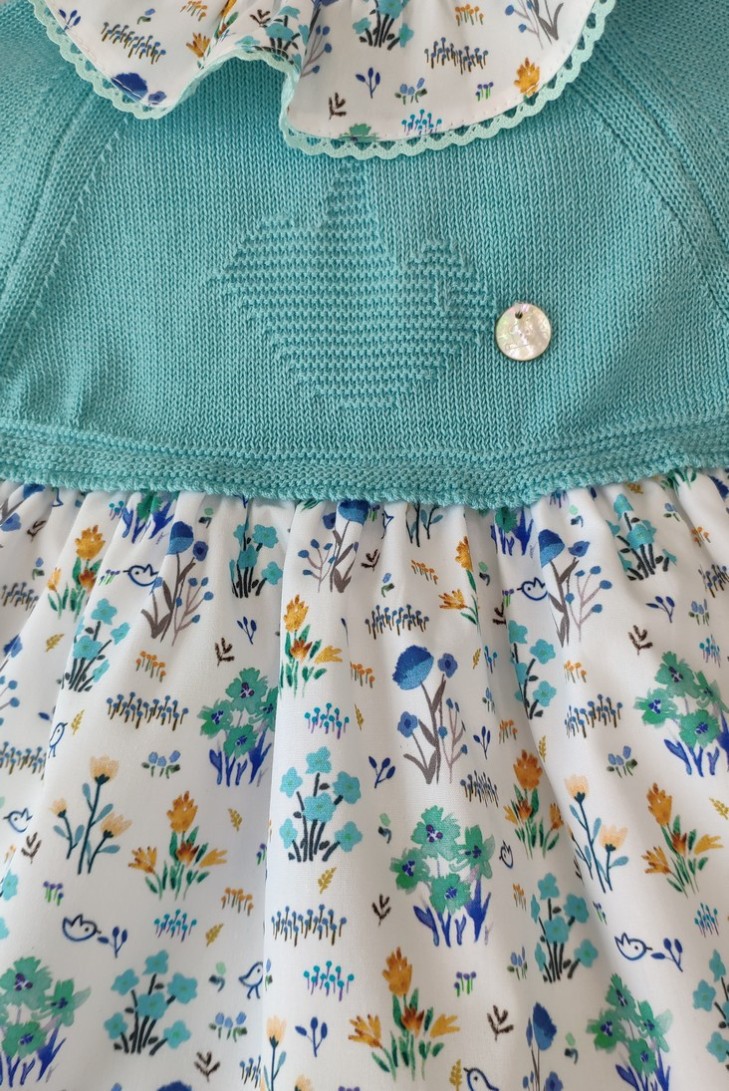 VESTIDO CON BRAGUITA "SPRING LOVER" DE PANGASA BABY, TURQUESA. VERANO 22.