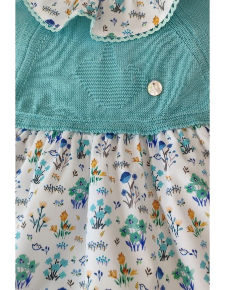 VESTIDO CON BRAGUITA "SPRING LOVER" DE PANGASA BABY, TURQUESA. VERANO 22.