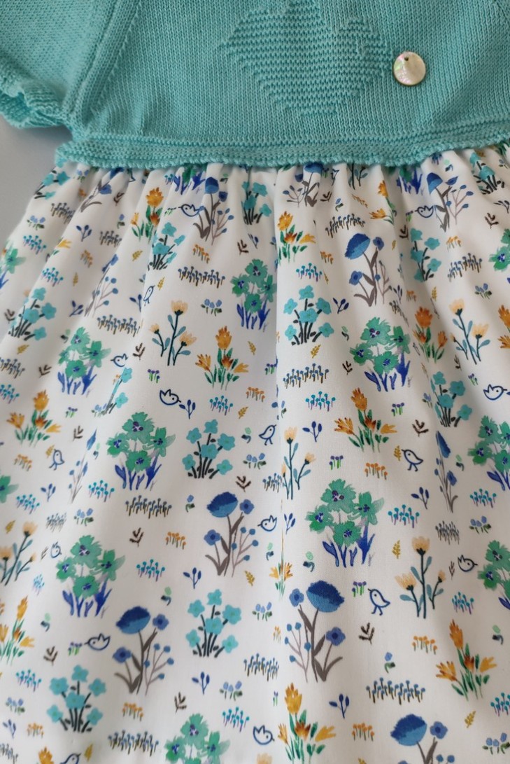 VESTIDO CON BRAGUITA "SPRING LOVER" DE PANGASA BABY, TURQUESA. VERANO 22.