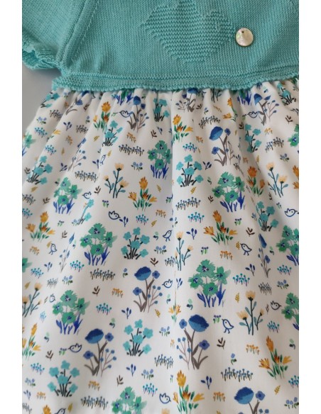 VESTIDO CON BRAGUITA "SPRING LOVER" DE PANGASA BABY, TURQUESA. VERANO 22.