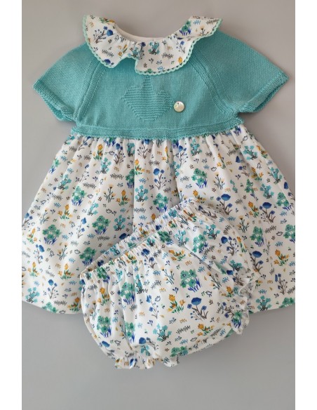 VESTIDO CON BRAGUITA "SPRING LOVER" DE PANGASA BABY, TURQUESA. VERANO 22.