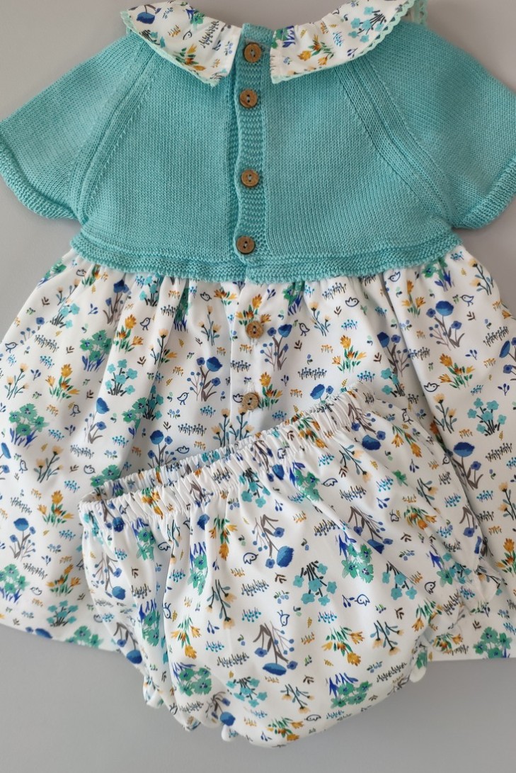 VESTIDO CON BRAGUITA "SPRING LOVER" DE PANGASA BABY, TURQUESA. VERANO 22.