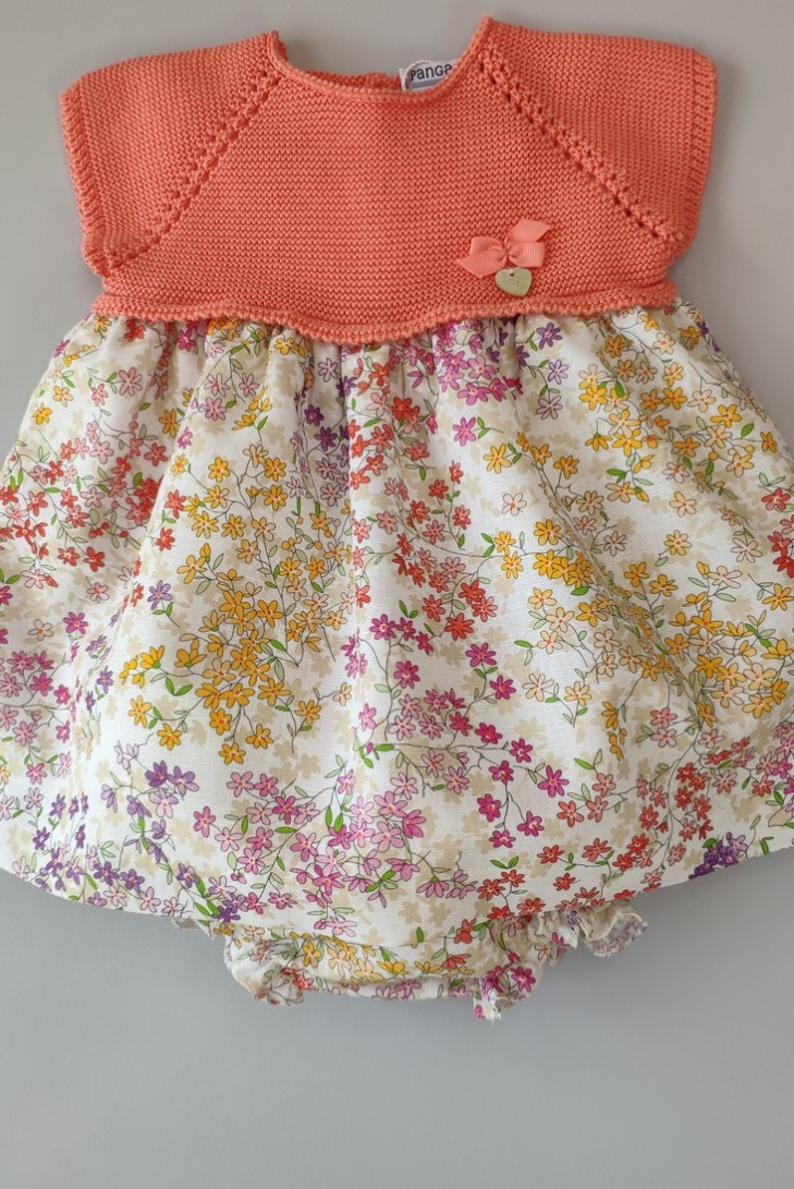 VESTIDO CON BRAGUITA "SWEET OLIVE" DE PANGASA BABY, CORAL. VERANO 22.