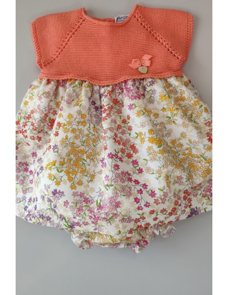 VESTIDO CON BRAGUITA "SWEET OLIVE" DE PANGASA BABY, CORAL. VERANO 22.
